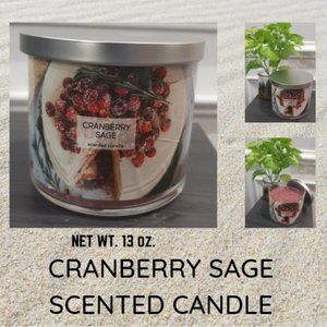 NWT Cranberry Sage scented 3 wick candle 13 oz